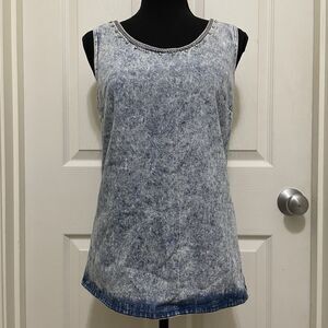 Vintage Varda‎ Garfinkel Acid Wash Denim Tank Top Snap Back 80s Punk Rock Rare